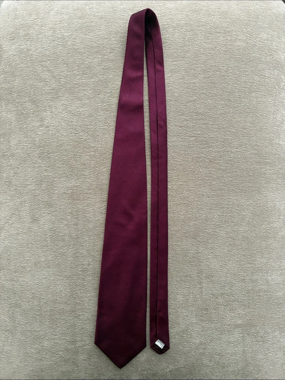 Paul Fredrick Burgundy Maroon Textured Grid Silk Tie Necktie